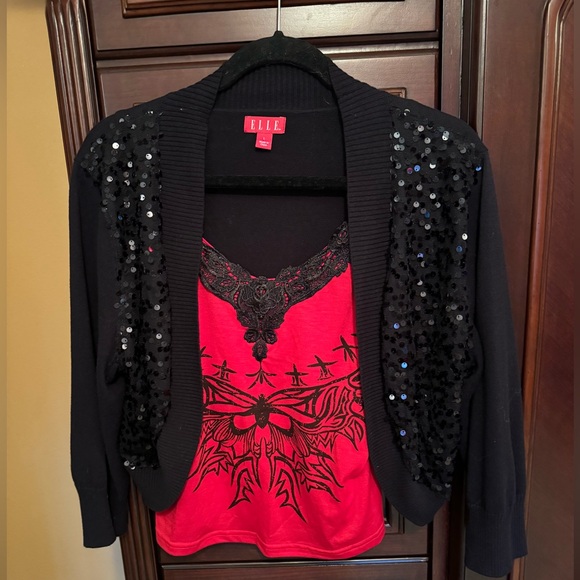Sequined sweater; perfect for holiday parties. - Picture 2 of 7